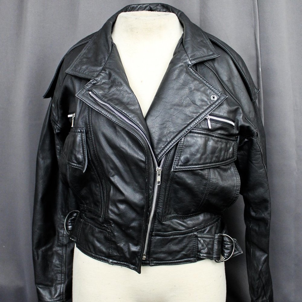 Vtg Genuine Leather Mot-Bomber Style Jacket 8